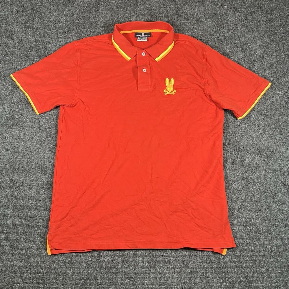 Psycho Bunny Mens Polo Shirt Size 7 XL Orange Pima Cotton Logo